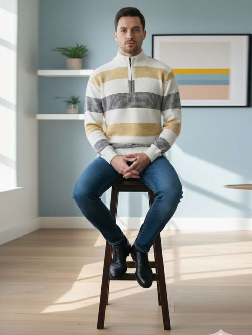 men striped long sleeve regular fit pullover - 22361918 -  Standard Image - 1