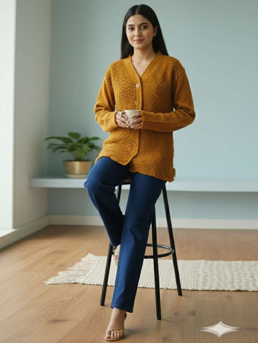 women self designed long sleeve cardigan - 22361927 -  Standard Image - 1