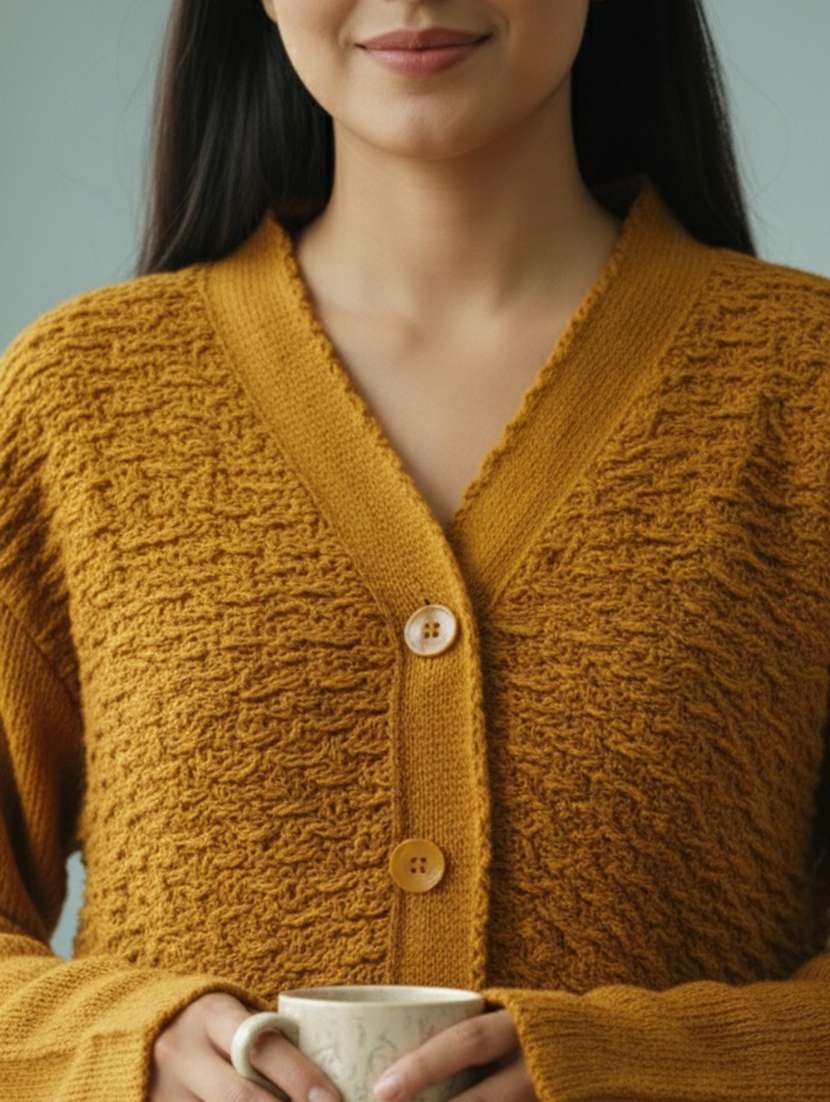 women self designed long sleeve cardigan - 22361927 -  Standard Image - 4