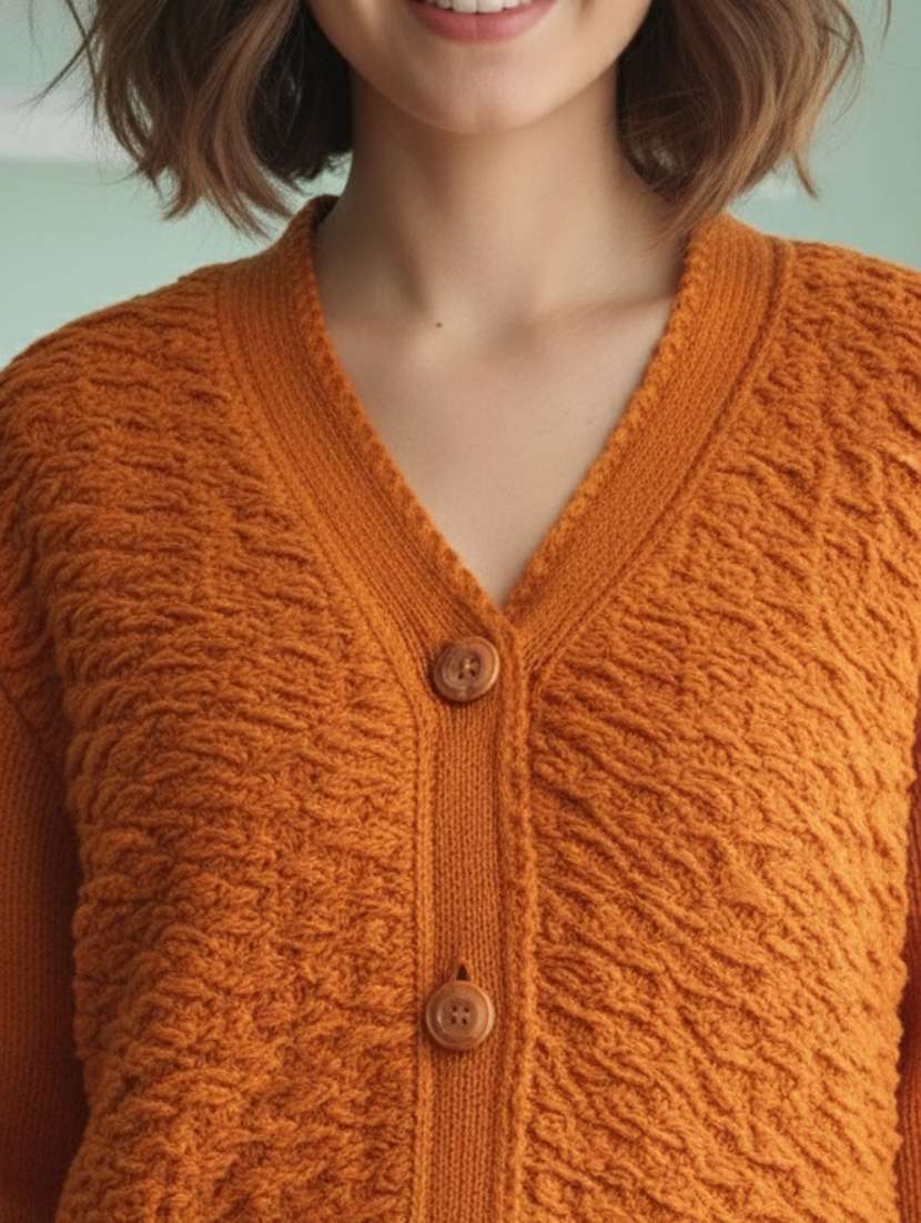 women self designed long sleeve cardigan - 22361928 -  Standard Image - 4