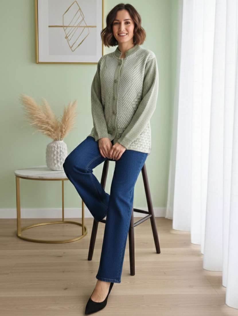 women self designed long sleeve cardigan - 22361930 -  Standard Image - 1