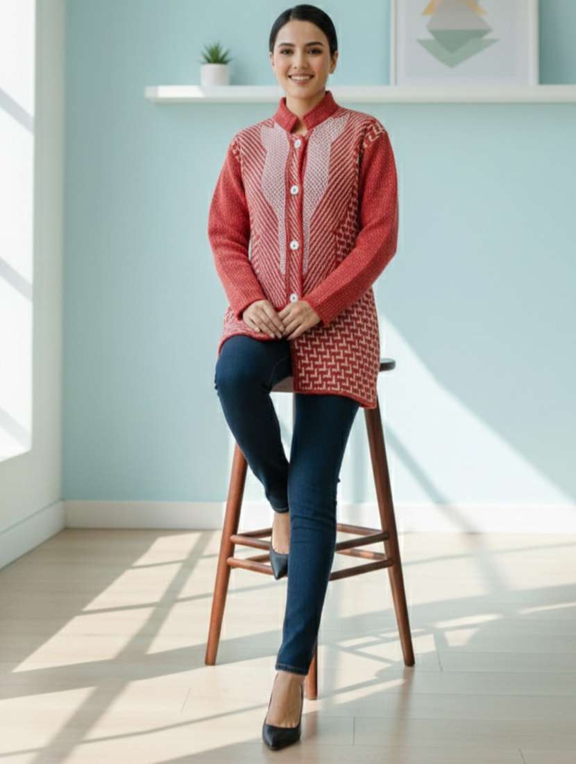 women self designed long sleeve cardigan - 22361931 -  Standard Image - 1