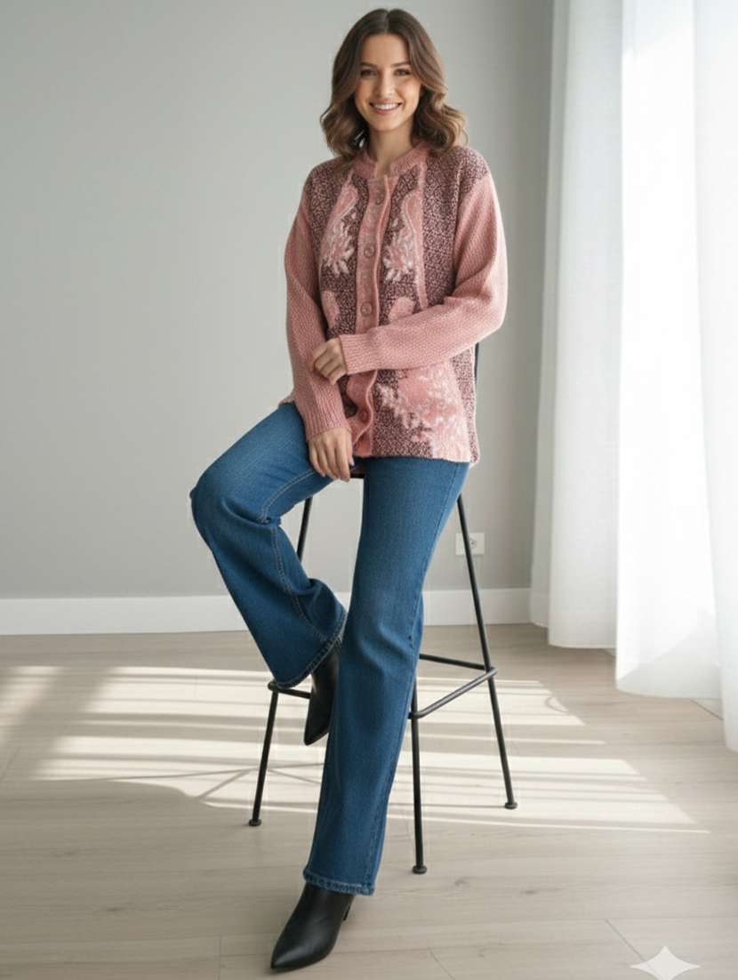 women self designed long sleeve cardigan - 22361933 -  Standard Image - 1