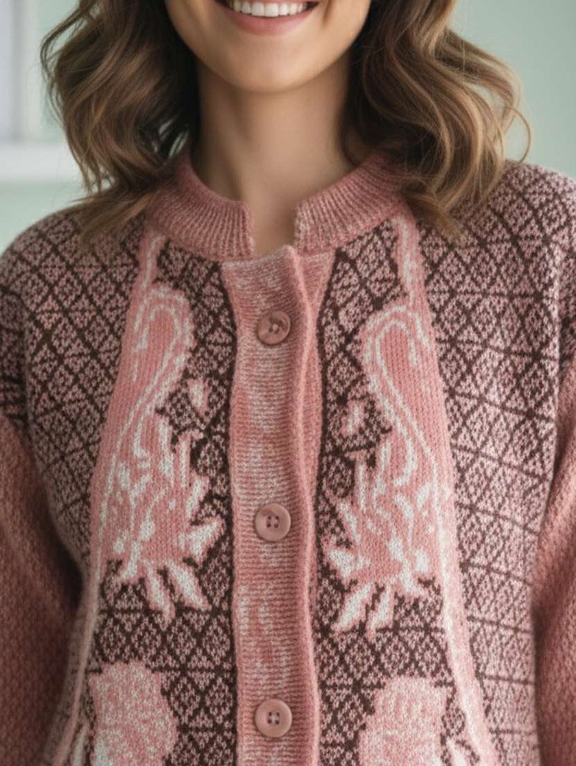 women self designed long sleeve cardigan - 22361933 -  Standard Image - 4