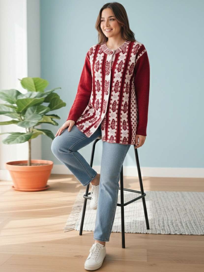 women self designed long sleeve cardigan - 22361934 -  Standard Image - 1