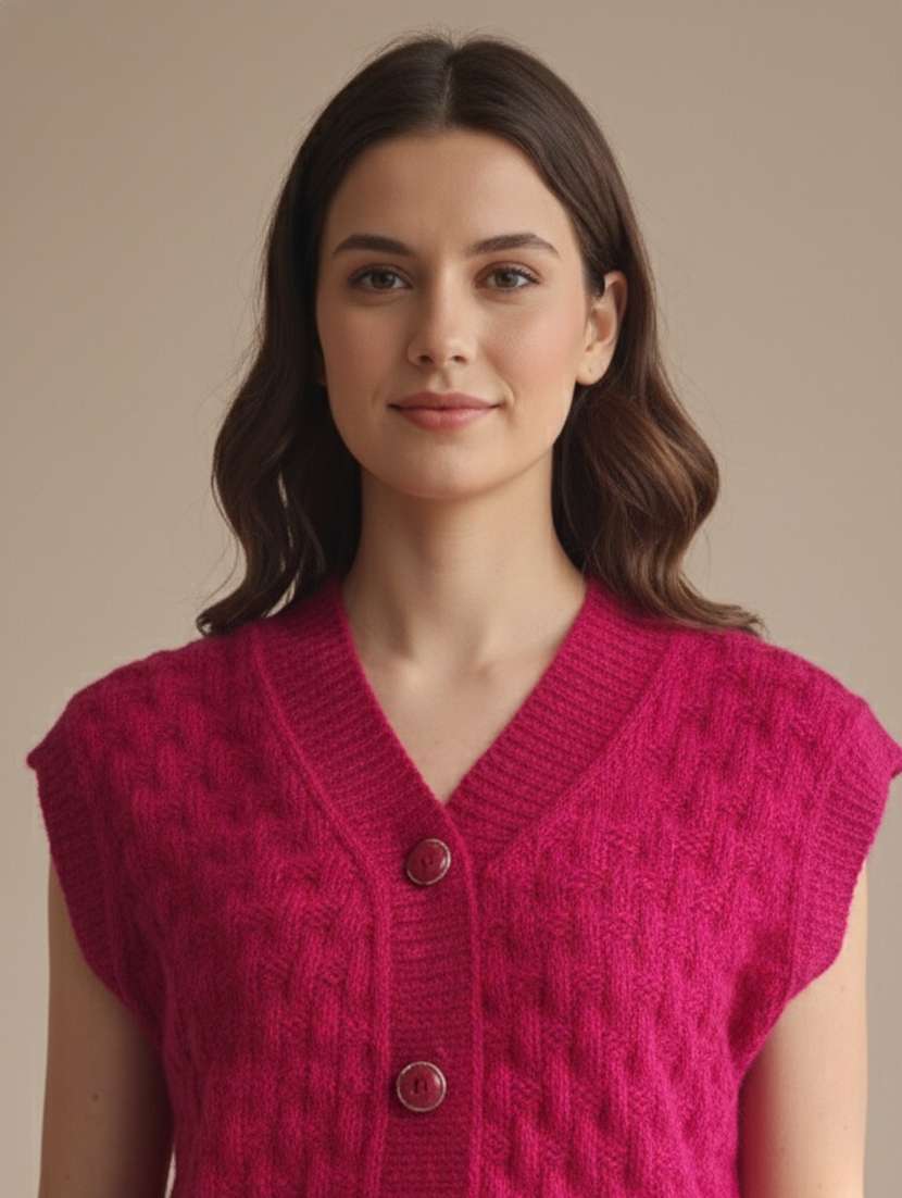 women self designed sleeveless cardigan - 22361936 -  Standard Image - 4