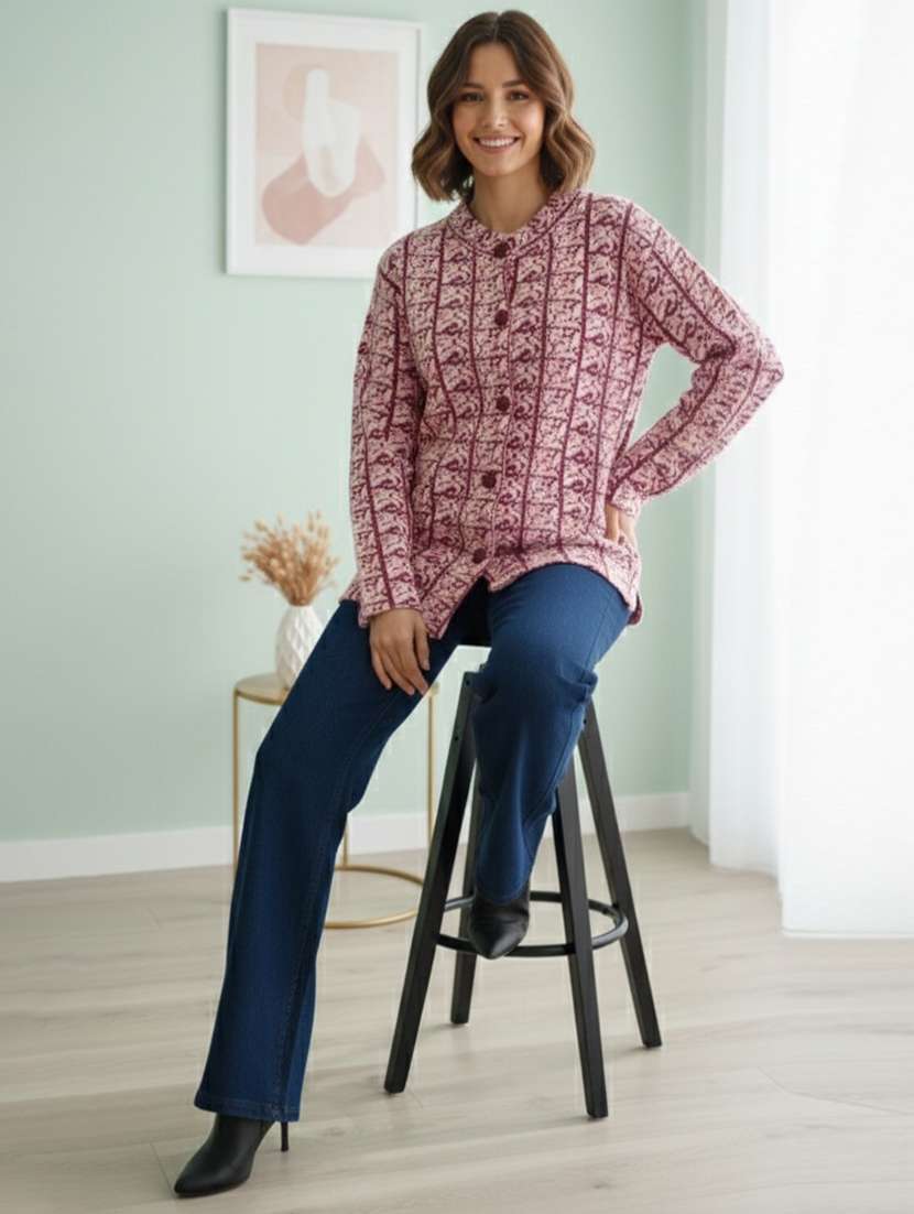 women self designed long sleeve cardigan - 22361941 -  Standard Image - 1