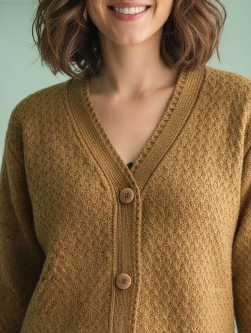 women self designed long sleeve cardigan - 22361946 -  Standard Image - 4