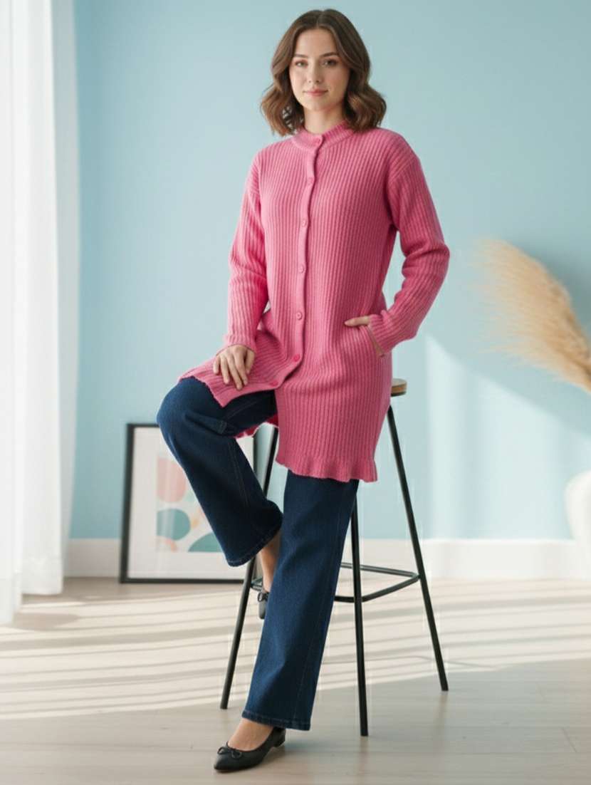 women self designed long sleeve cardigan - 22361948 -  Standard Image - 1