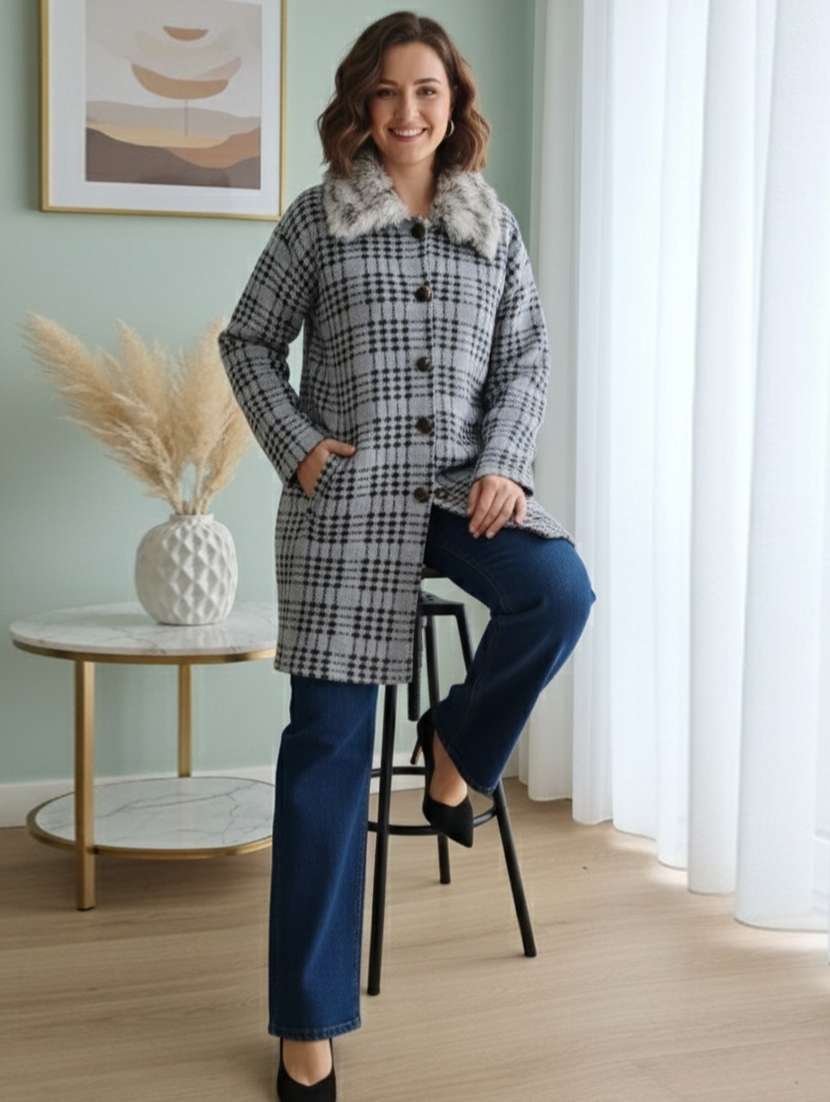 women self designed long sleeve cardigan - 22361949 -  Standard Image - 1