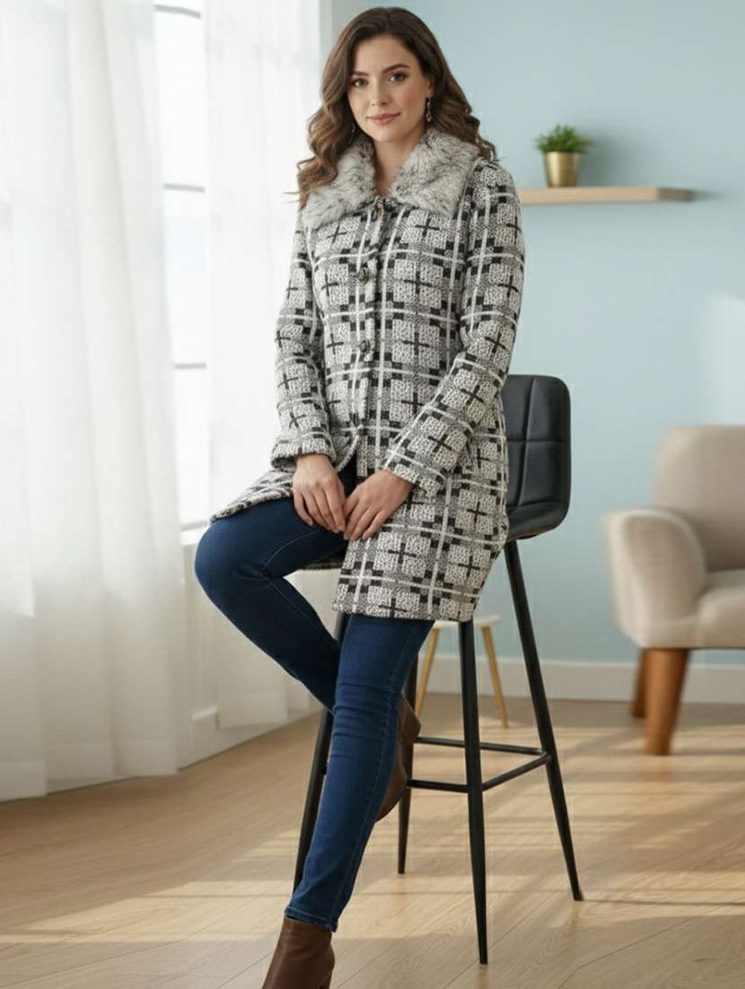 Women Self Designed Long Sleeve Cardigan - 22361950 -  Standard Image - 1