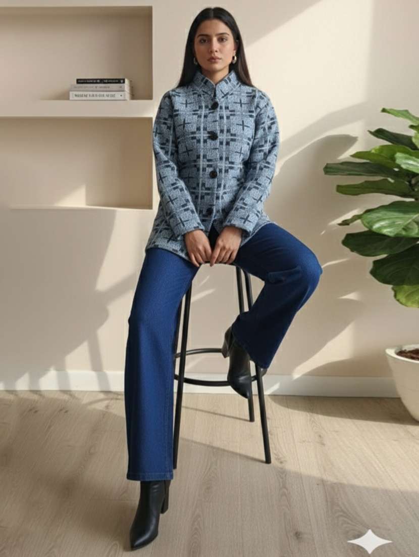 Women Self Designed Long Sleeve Cardigan - 22361952 -  Standard Image - 1