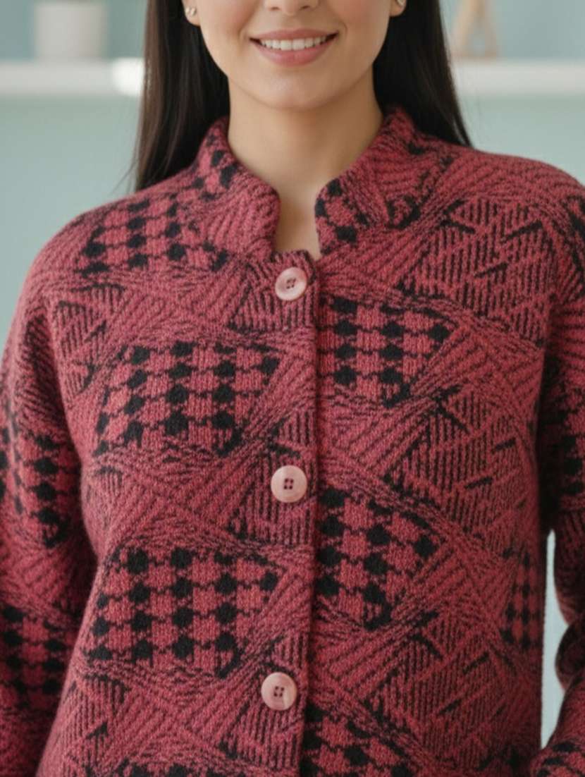 women self designed long sleeve cardigan - 22361955 -  Standard Image - 4