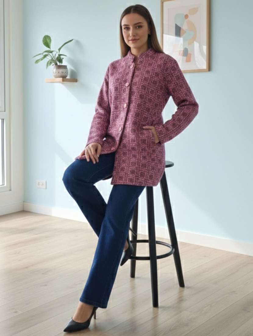 women self designed long sleeve cardigan - 22361957 -  Standard Image - 1