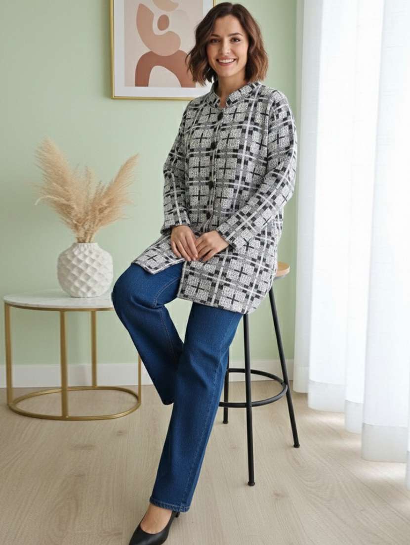 Women Self Designed Long Sleeve Cardigan - 22361958 -  Standard Image - 1