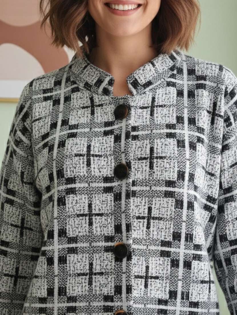 Women Self Designed Long Sleeve Cardigan - 22361958 -  Standard Image - 4