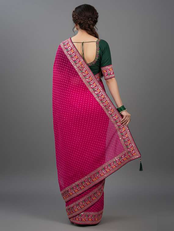 women printed bordered saree with blouse - 22361969 -  Standard Image - 4