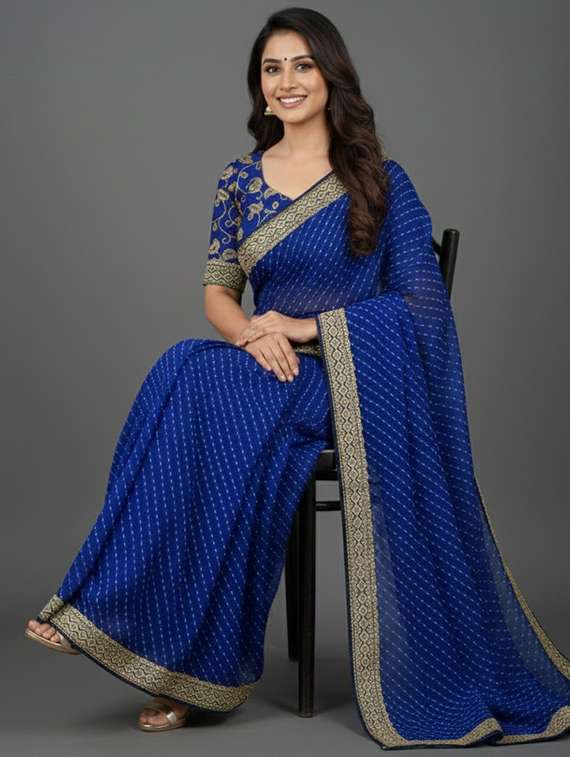 women printed bordered saree with blouse - 22361974 -  Standard Image - 1