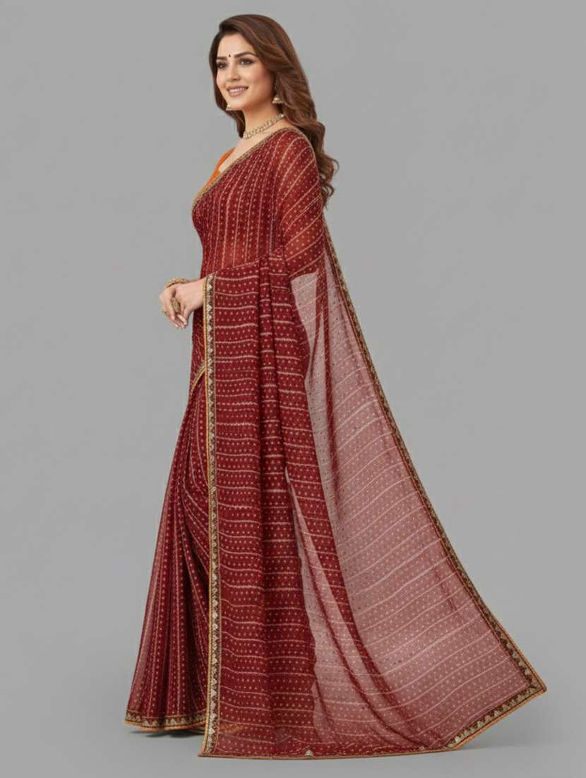 women printed bordered saree with blouse - 22361975 -  Standard Image - 1