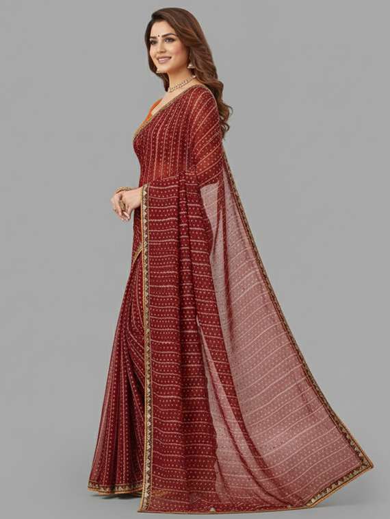women printed bordered saree with blouse - 22361975 -  Standard Image - 4