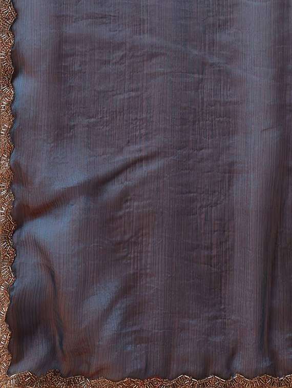 women solid with embellished bordered saree with blouse - 22362004 -  Standard Image - 4