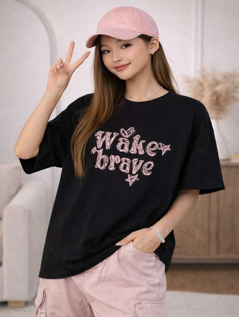 women printed short sleeve oversized t-shirt - 22362022 -  Standard Image - 1