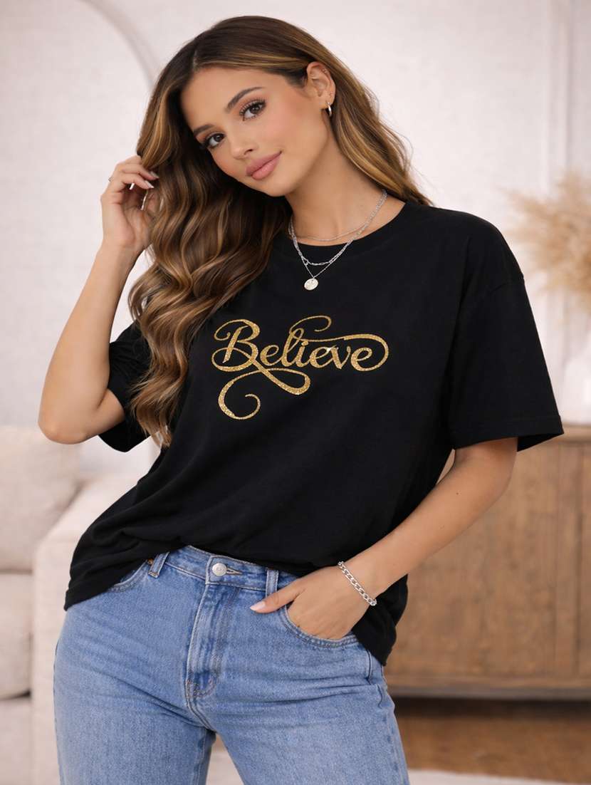 women printed short sleeve oversized t-shirt - 22362023 -  Standard Image - 1