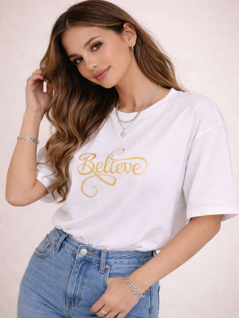 women printed short sleeve oversized t-shirt