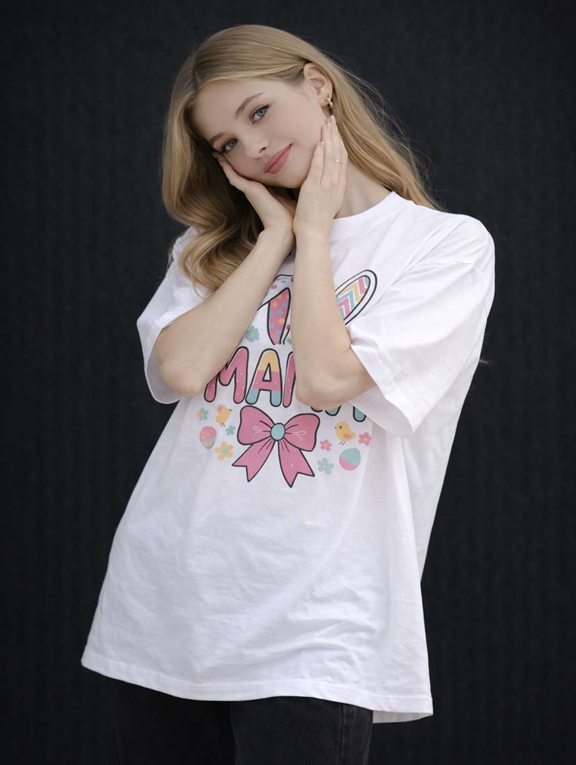 women printed short sleeve oversized t-shirt - 22362026 -  Standard Image - 1