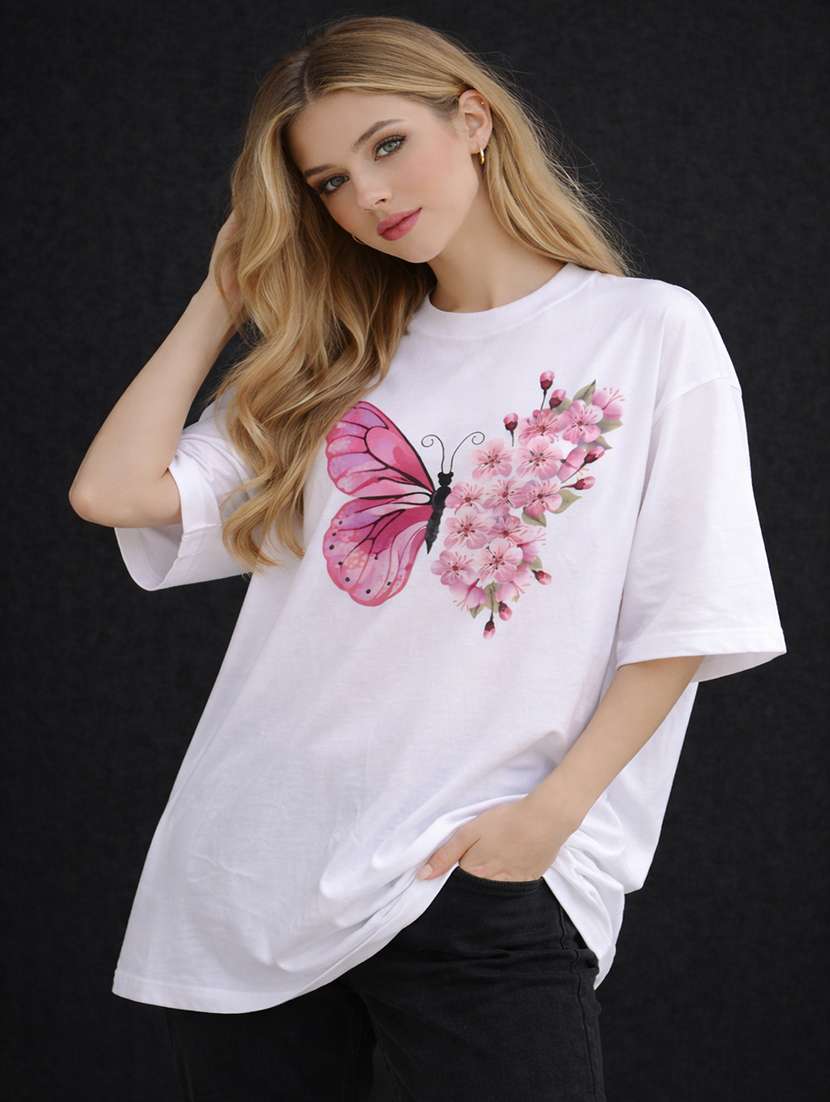 women printed short sleeve oversized t-shirt - 22362028 -  Standard Image - 1