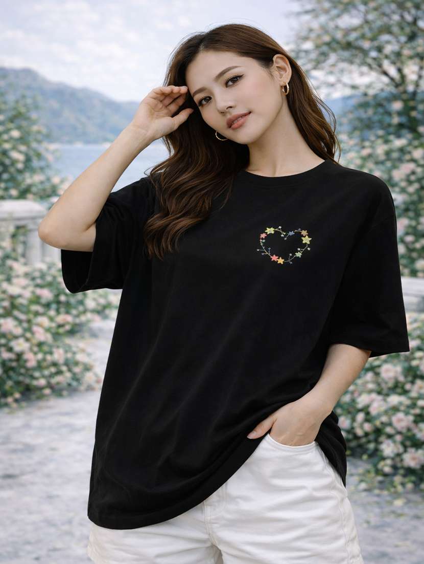 women printed short sleeve oversized t-shirt - 22362030 -  Standard Image - 1