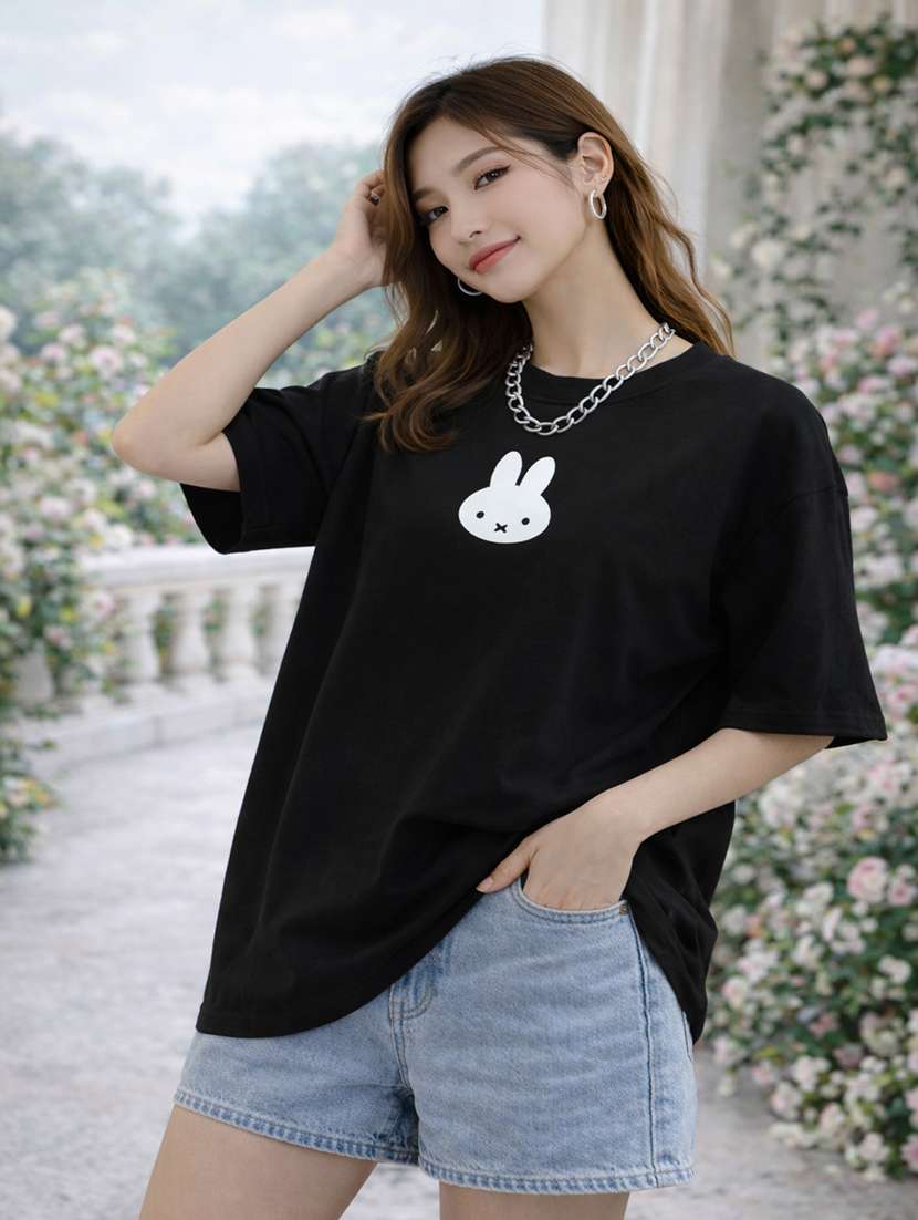 women printed short sleeve oversized t-shirt - 22362032 -  Standard Image - 1