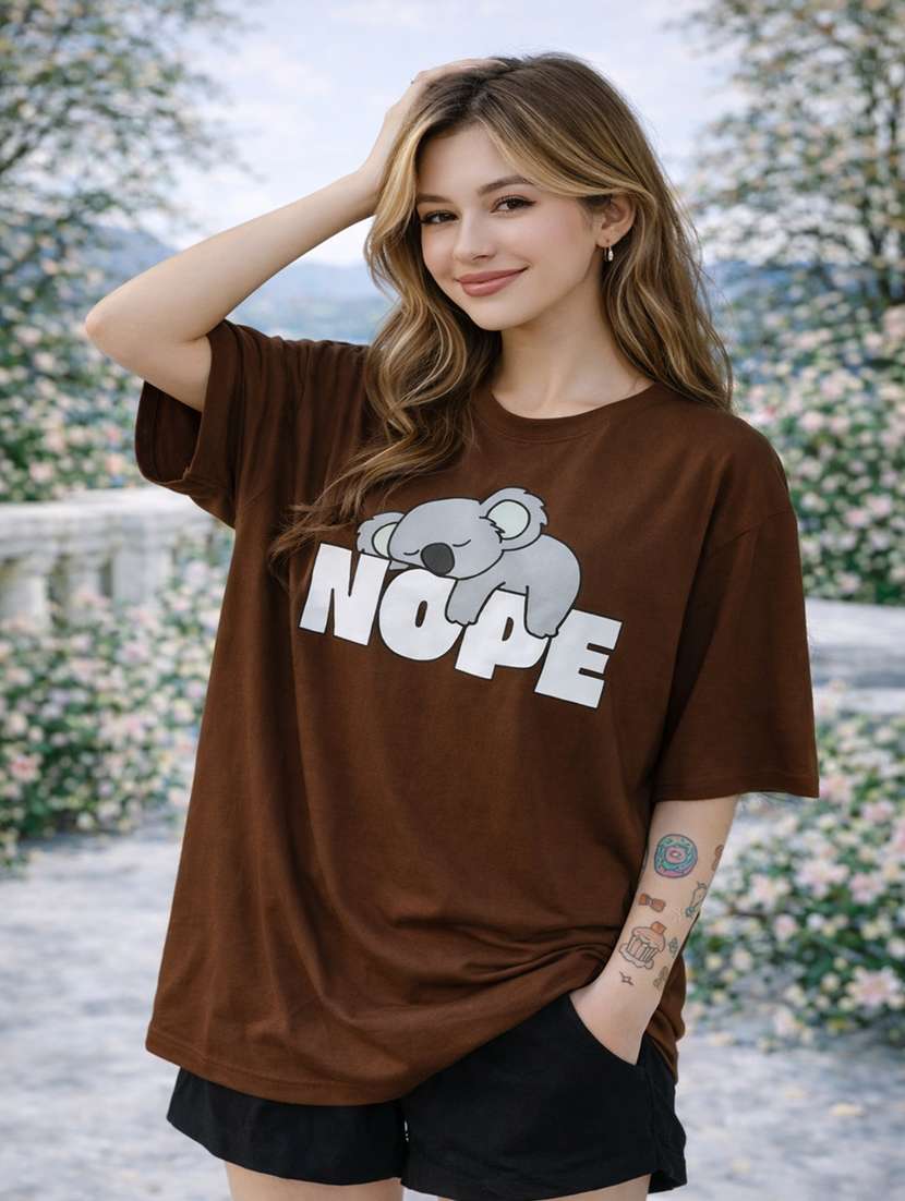 women printed short sleeve oversized t-shirt - 22362033 -  Standard Image - 1