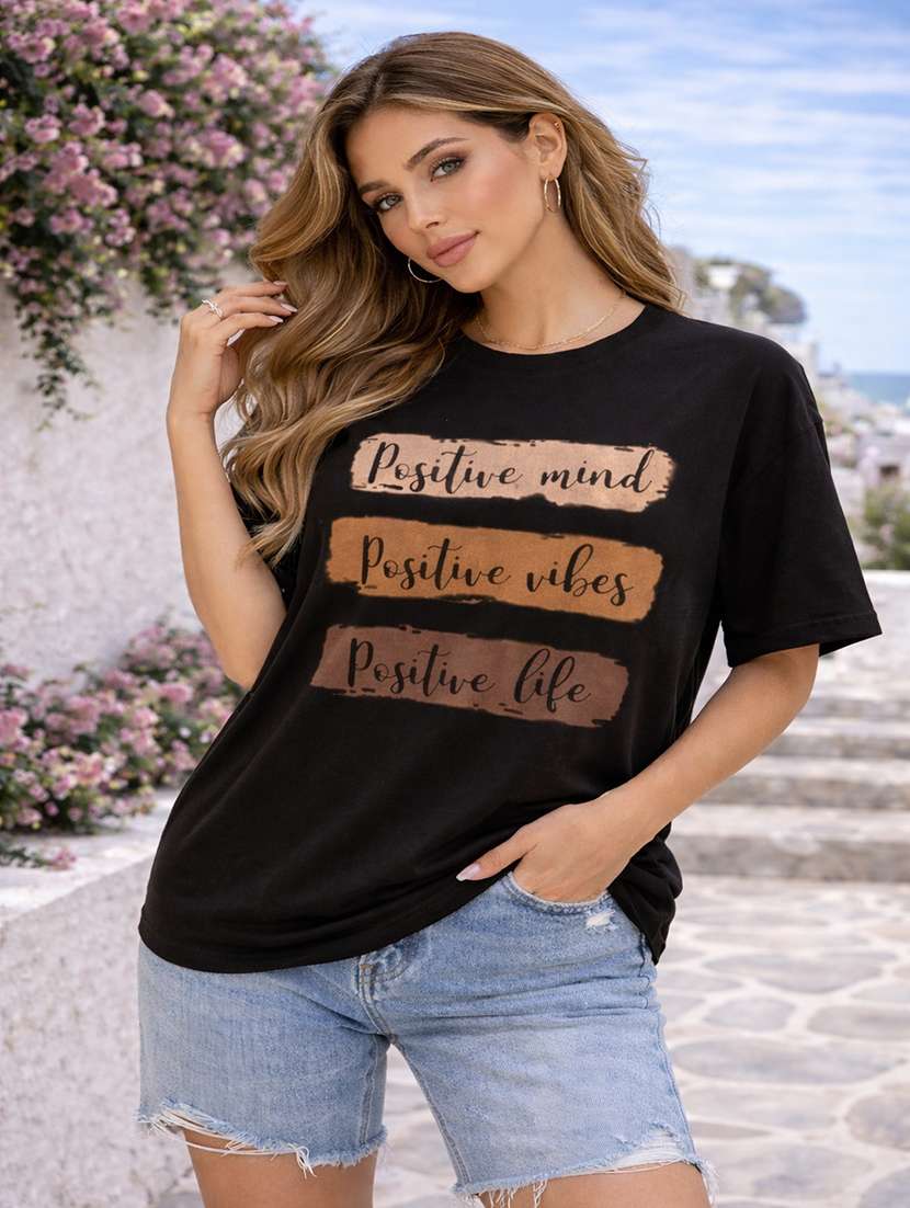 women printed short sleeve oversized t-shirt - 22362035 -  Standard Image - 1
