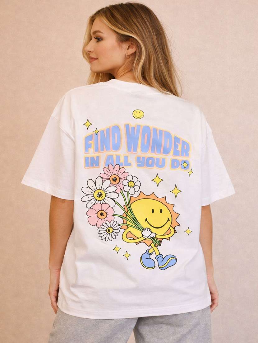 women printed short sleeve oversized t-shirt