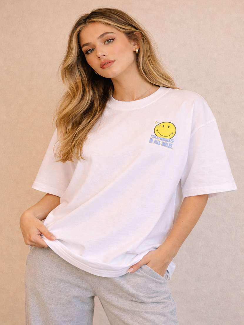 women printed short sleeve oversized t-shirt - 22362036 -  Standard Image - 1