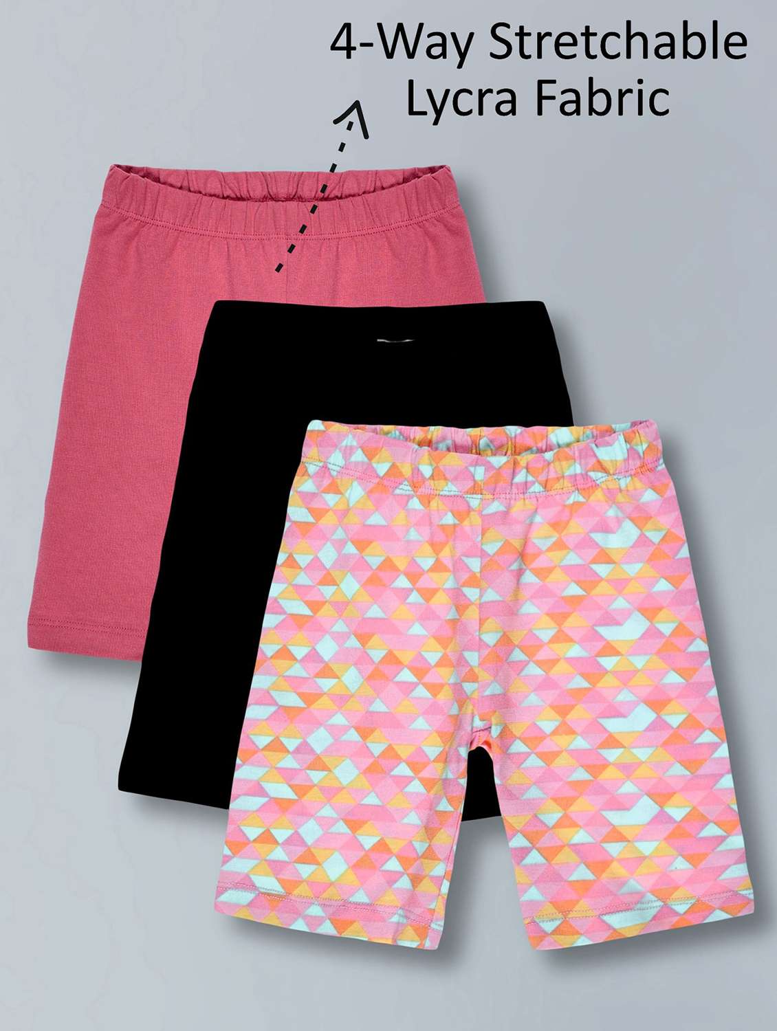 girls pack of 3 printed mid rise shorts  - 22362076 -  Standard Image - 1