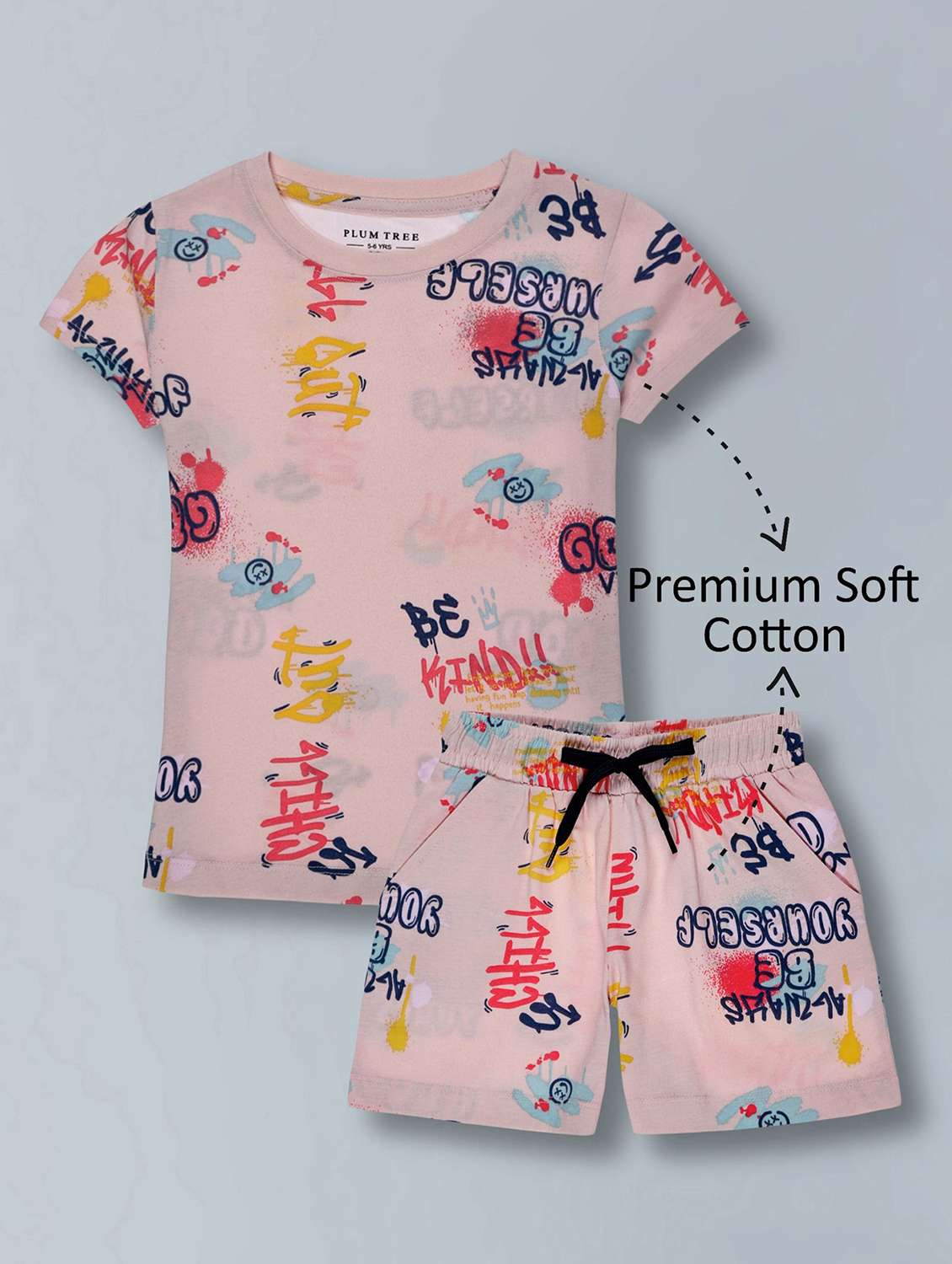 girls printed t-shirt & shorts co-ord set - 22362092 -  Standard Image - 1