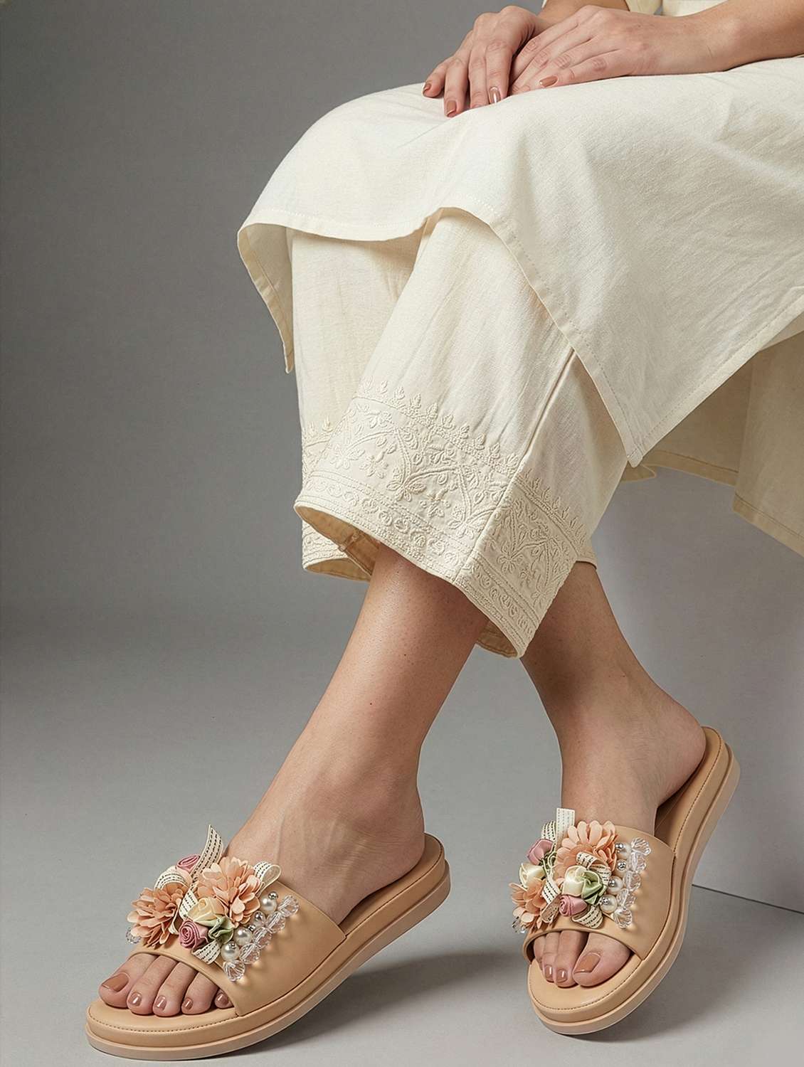 women beige slip on sandal - 22362137 -  Standard Image - 4