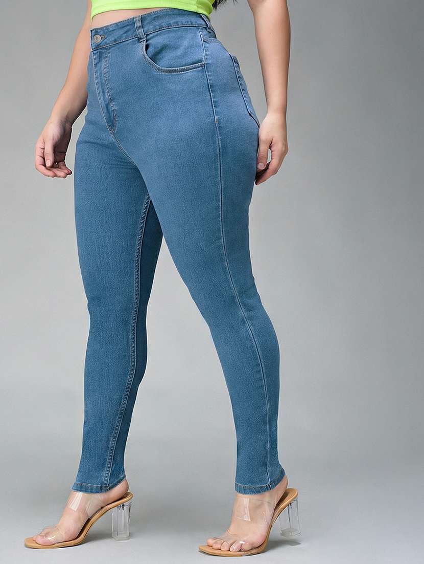 womne plus size solid high rise slim fit jeans - 22362183 -  Standard Image - 1