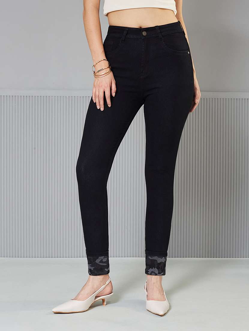 women solid high rise slim fit jeans