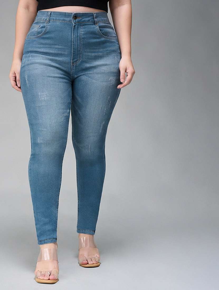 womne plus size solid high rise slim fit jeans - 22362197 -  Standard Image - 1