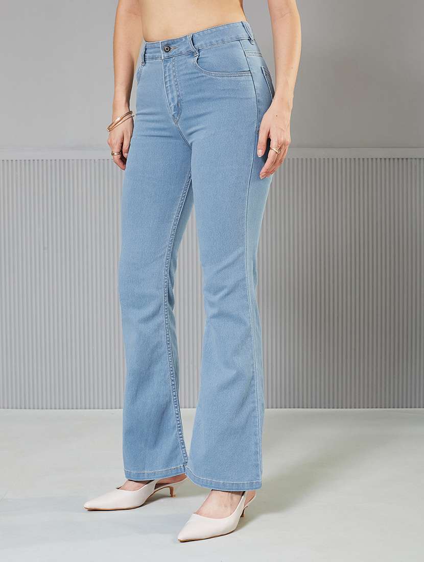 women solid high rise bootcut jeans - 22362200 -  Standard Image - 1