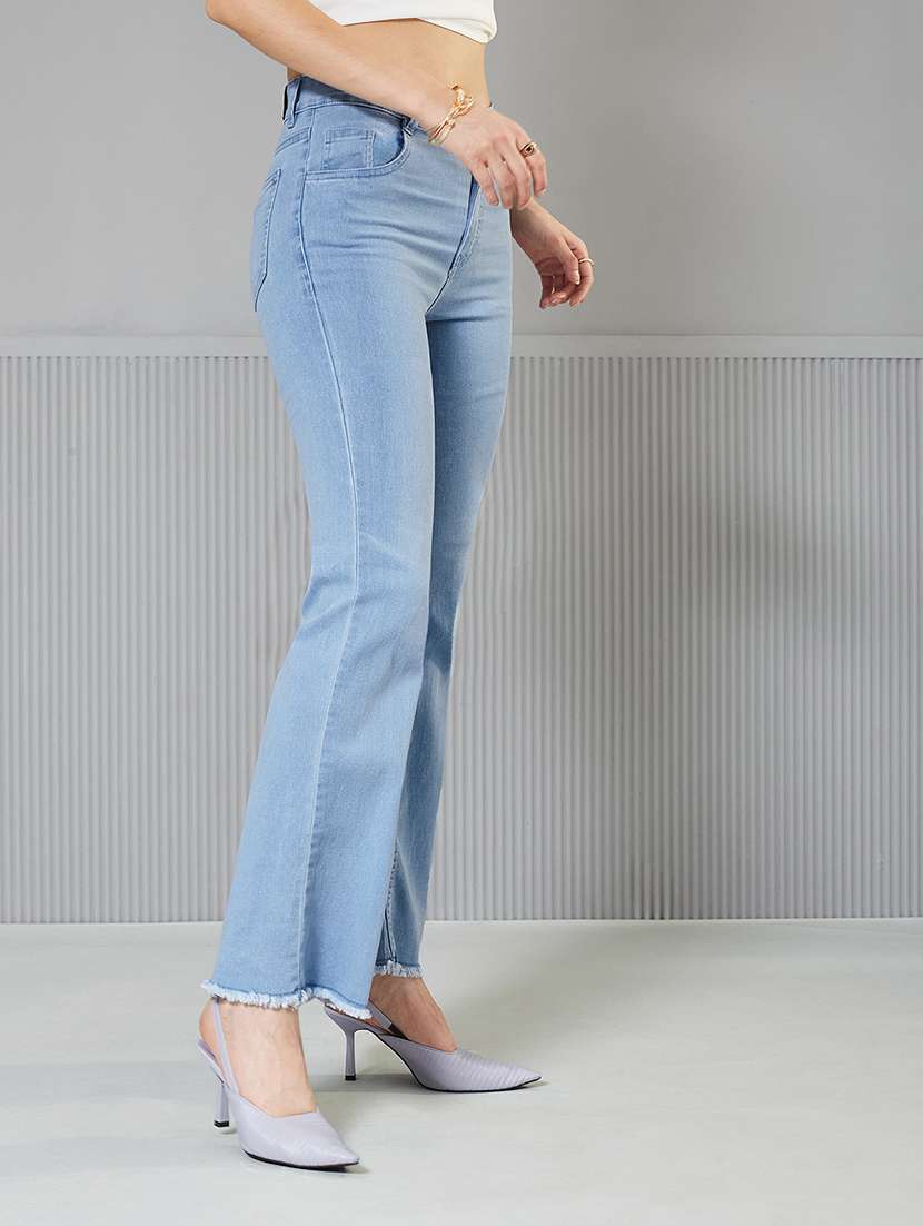women solid high rise bootcut jeans - 22362202 -  Standard Image - 1