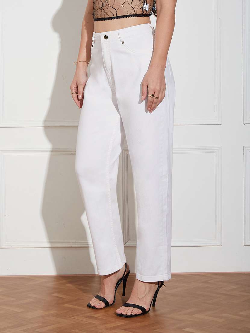 women solid high rise straight jeans - 22362213 -  Standard Image - 1