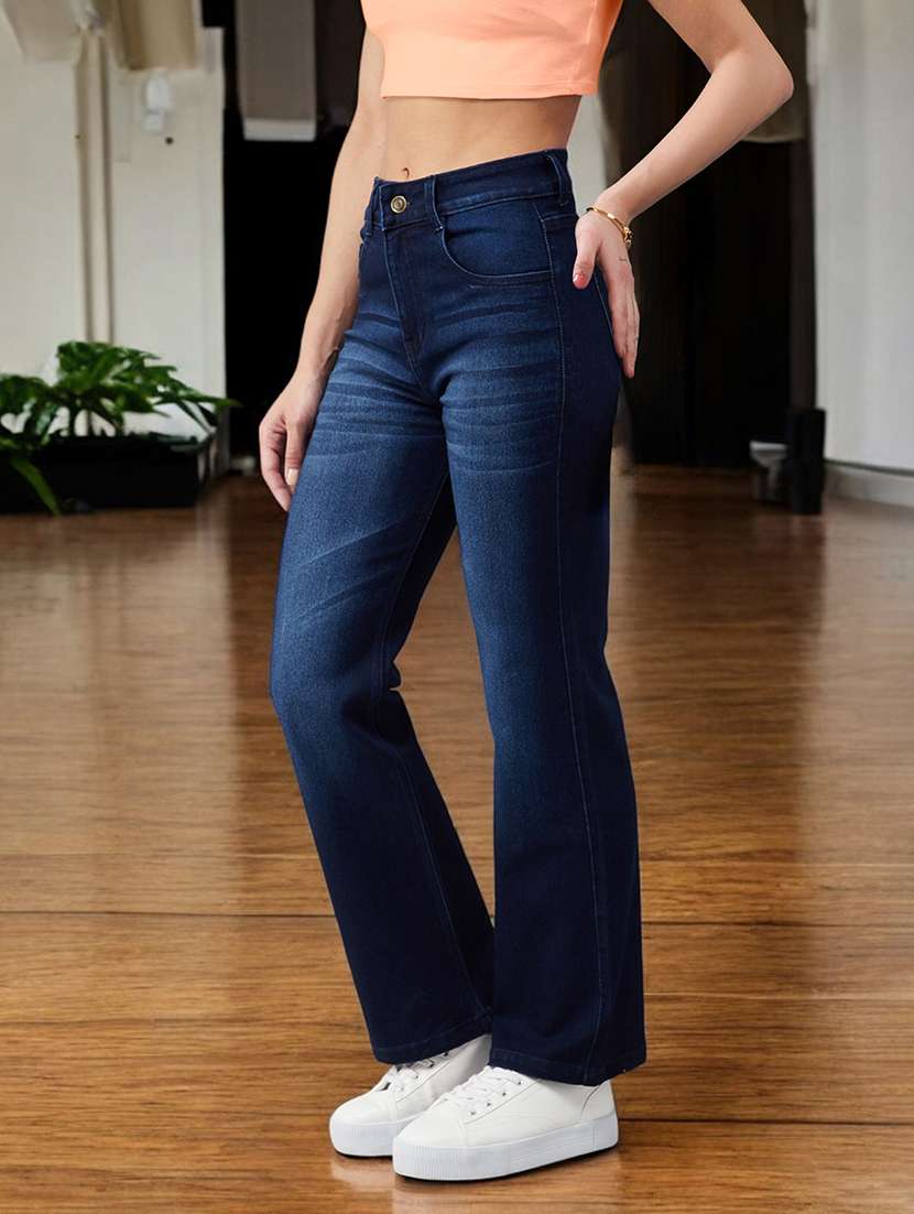 women solid high rise bootcut jeans - 22362218 -  Standard Image - 1