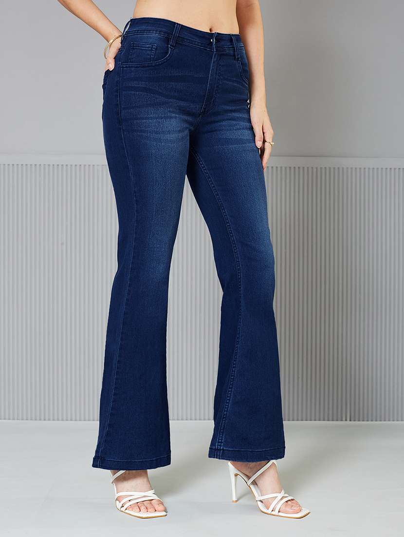 women solid high rise bootcut jeans - 22362228 -  Standard Image - 1