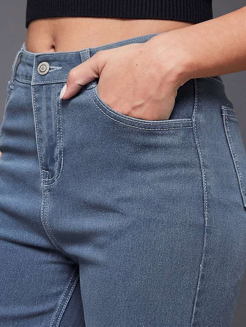 women solid high rise bootcut jeans - 22362239 -  Standard Image - 4