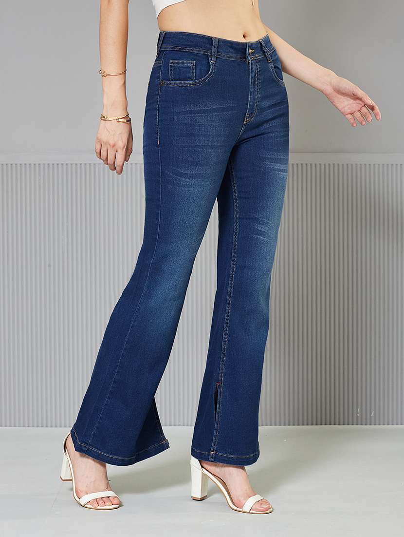 women solid high rise bootcut jeans - 22362241 -  Standard Image - 1