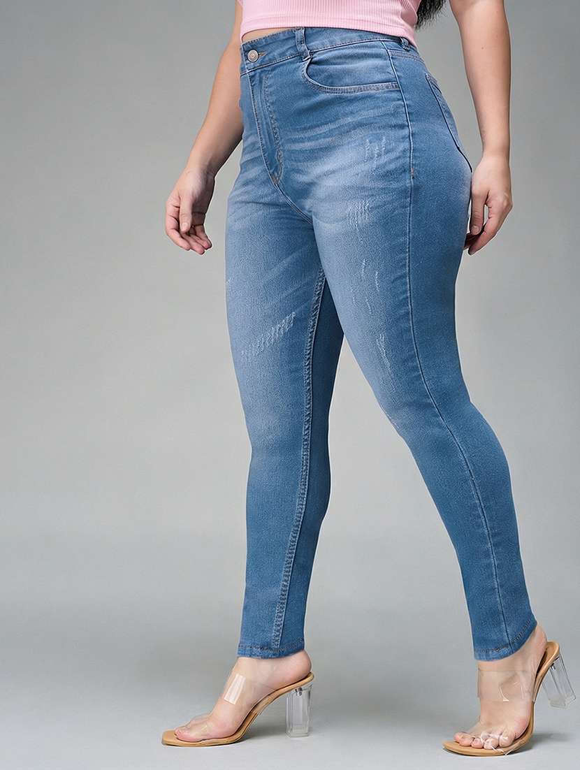 womne plus size solid high rise slim fit jeans - 22362245 -  Standard Image - 1
